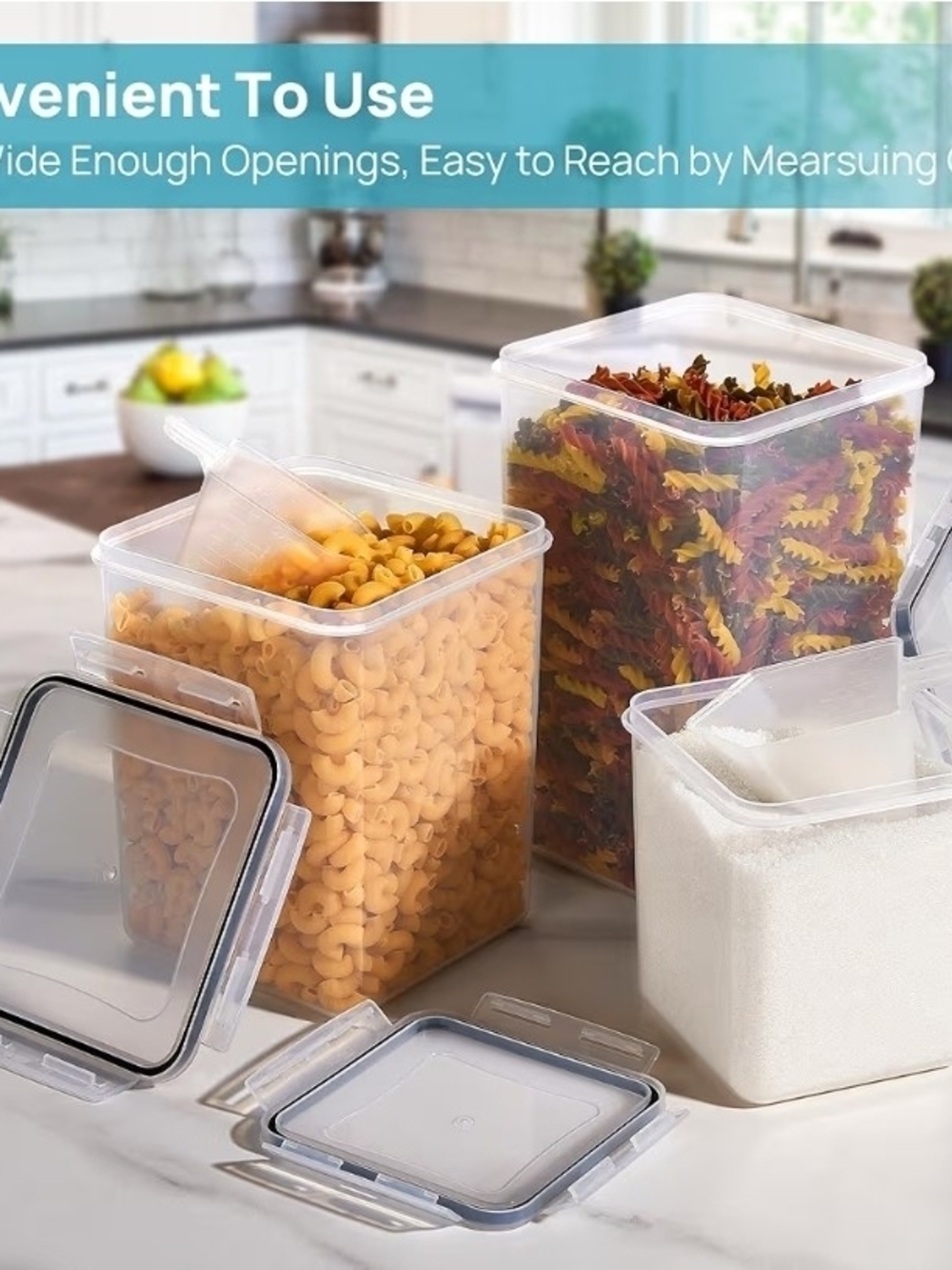 Airtight Clear Food Storage Containers – White Lids, 10-Pack - Picture 2 of 7